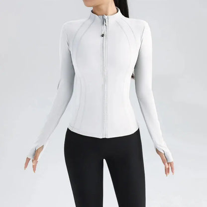 women's yoga jacket – Long Sleeve Fitness Top with Thumbholes PeakPursuitFitness