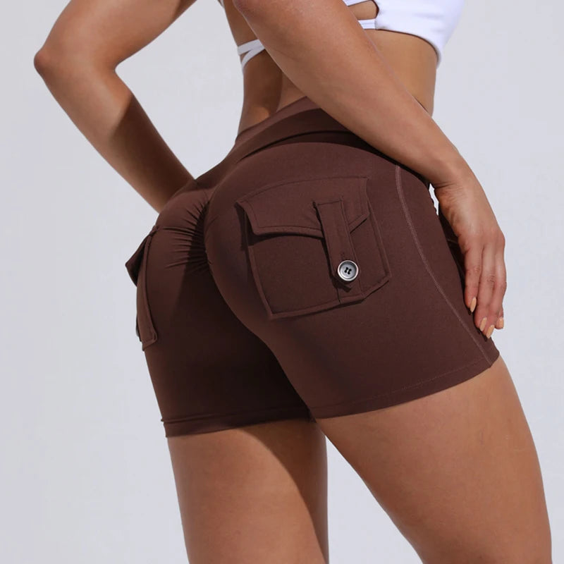 QINACTIVE Women’s Scrunch Butt Yoga Shorts – High Waist Pocket Fitness Tights