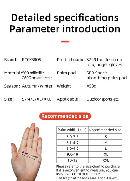 ROCKBROS glovesWaterproof Thermal Cycling Gloves – Touchscreen MTB & Motorcycle Gloves PeakPursuitFitness