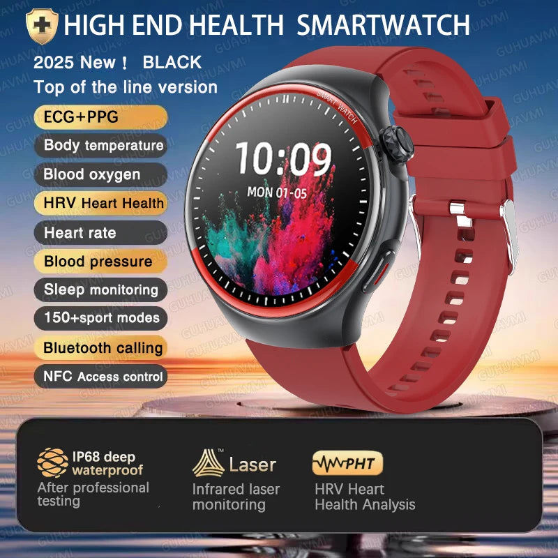 2025 High-End Smart Watch – ECG/PPG, Laser Detection, BT Call, NFC