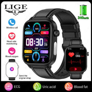 LIGE Smart Watch – ECG+PPG, Blood Lipid & Uric Acid Monitor, BT Call