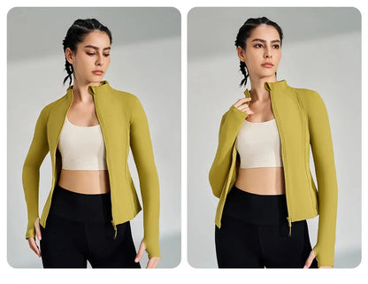 women's yoga jacket – Long Sleeve Fitness Top with Thumbholes PeakPursuitFitness