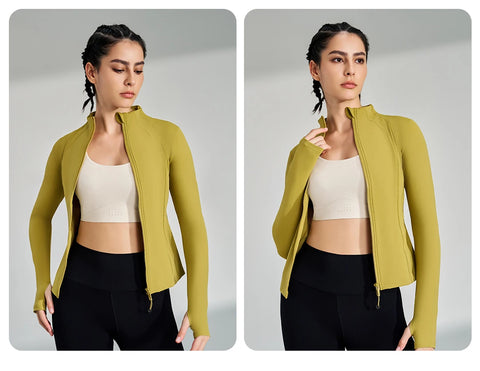 women's yoga jacket – Long Sleeve Fitness Top with Thumbholes