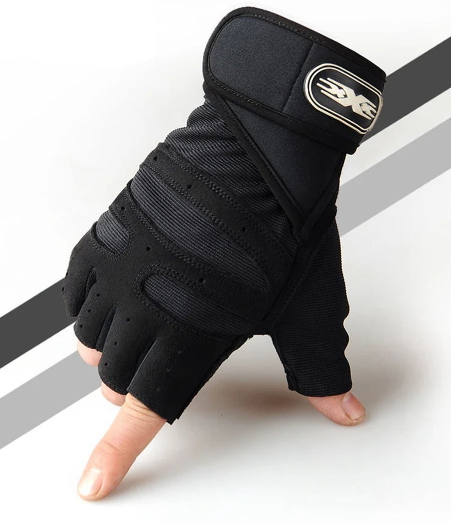 Workout Gloves with Wrist Wrap – Half-Finger Gym & Training Gloves for Men & Women