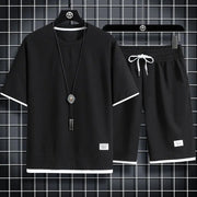 men's summer waffle set– Casual T-Shirt & Shorts Tracksuit
