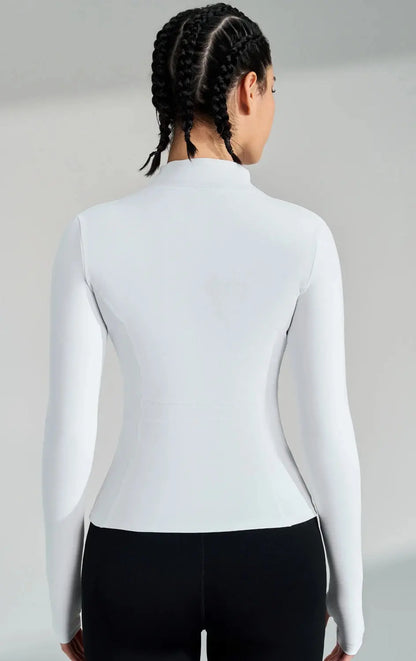 women's yoga jacket – Long Sleeve Fitness Top with Thumbholes PeakPursuitFitness