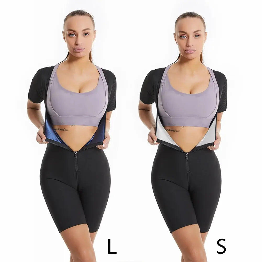women's sauna suit– Zipper Body Shaper & Sweat Fitness Top