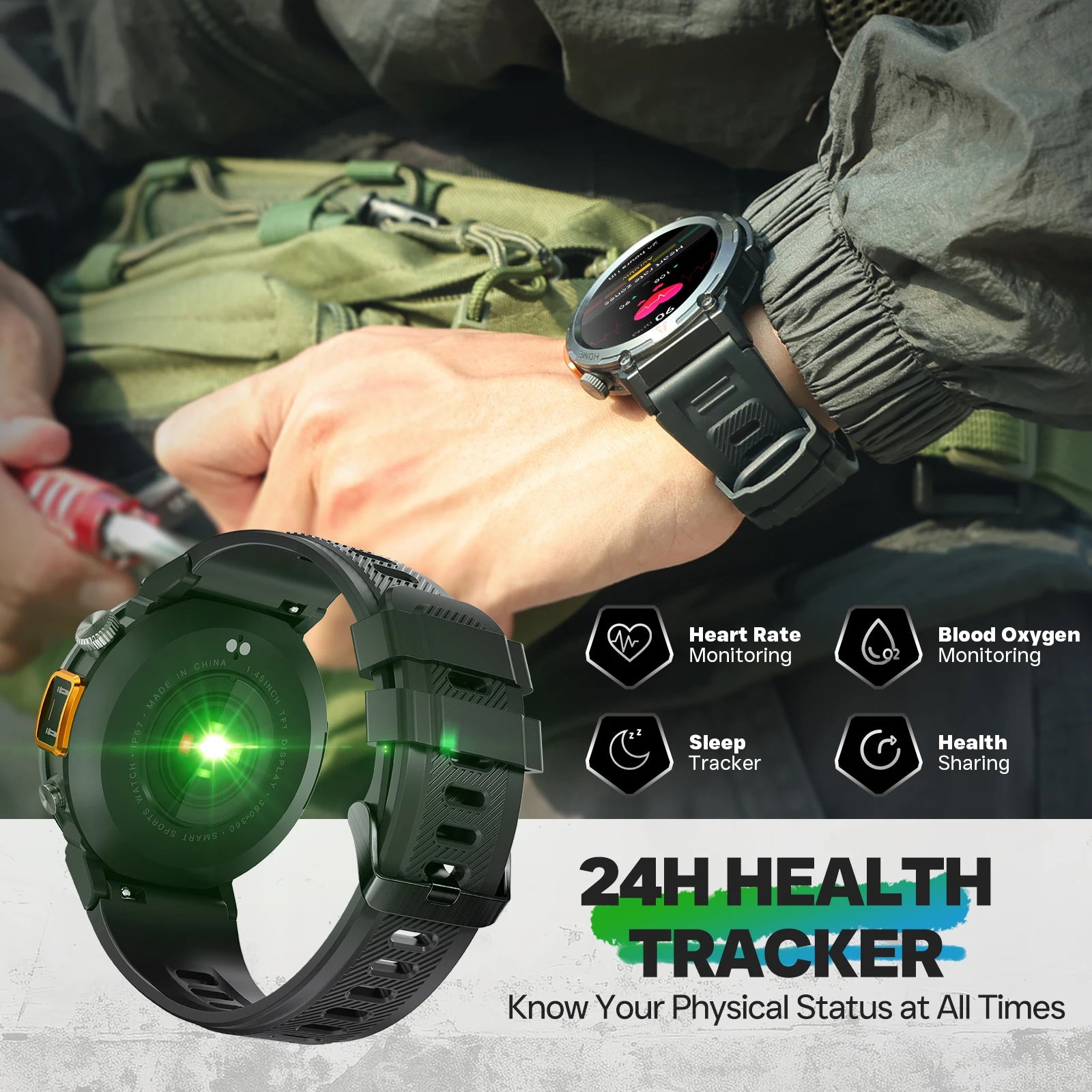 EIGIIS KE3 Smart Watch – Bluetooth Call, Health Monitor, Full Touchscreen
