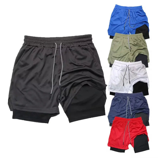 Men’s 2-in-1 Fitness Shorts – Double Layer Gym & Running Wear