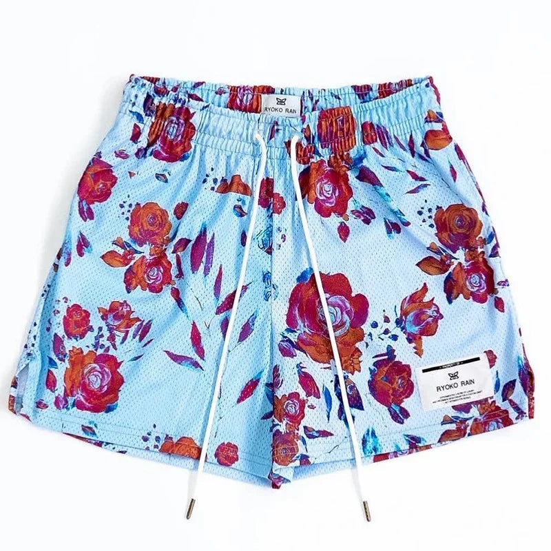 Oil Painting Style Mesh Shorts – Unisex Summer Sports & Training Wear