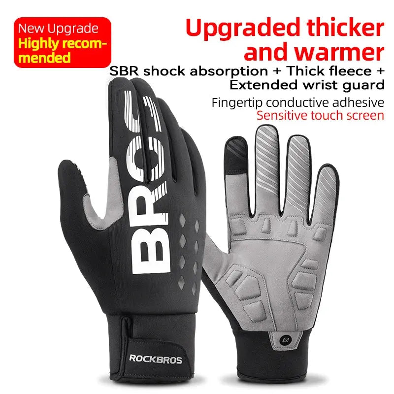 ROCKBROS glovesWaterproof Thermal Cycling Gloves – Touchscreen MTB & Motorcycle Gloves PeakPursuitFitness