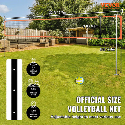 VEVOR Portable Adjustable Volleyball Net Set
