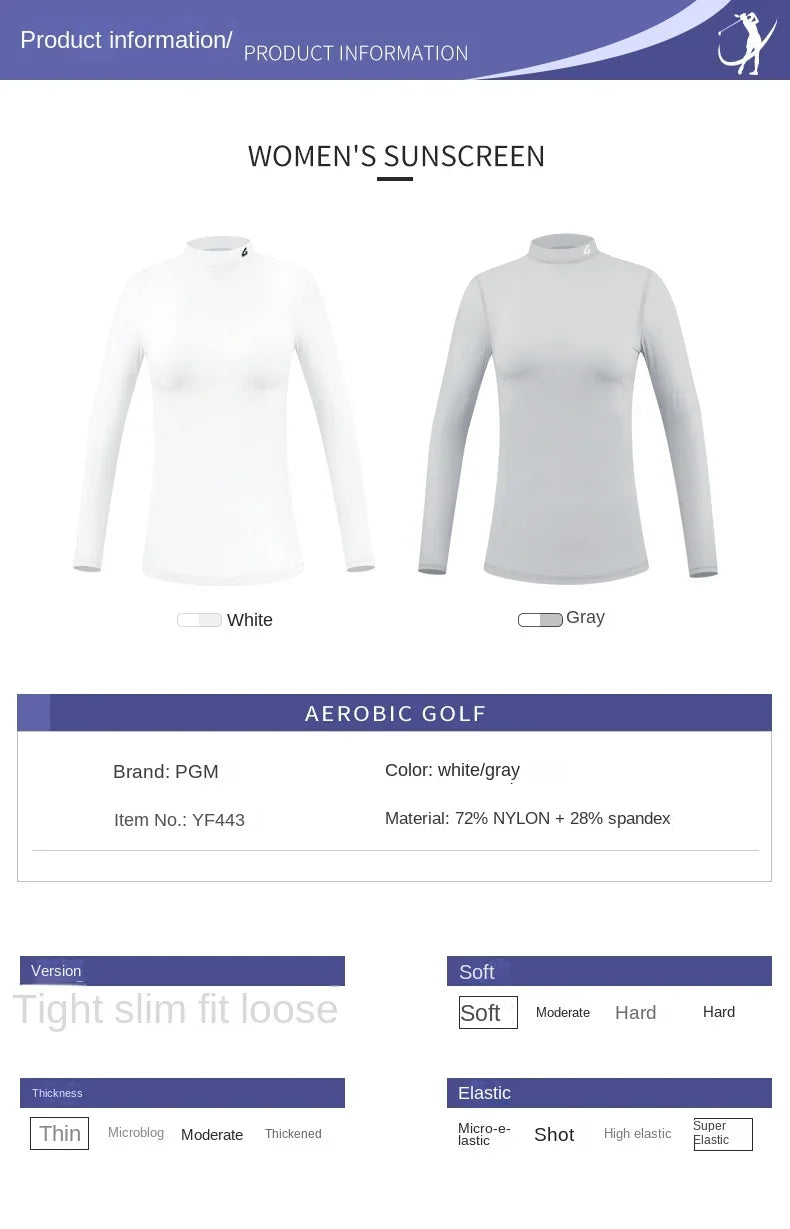 PGM Ice Silk Golf Shirt – UV Protection, Long Sleeve Summer Tee