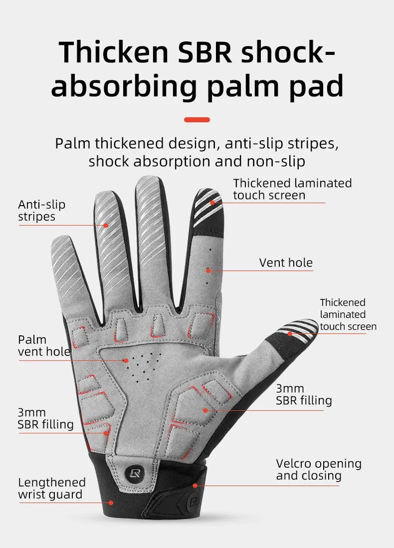 ROCKBROS glovesWaterproof Thermal Cycling Gloves – Touchscreen MTB & Motorcycle Gloves PeakPursuitFitness