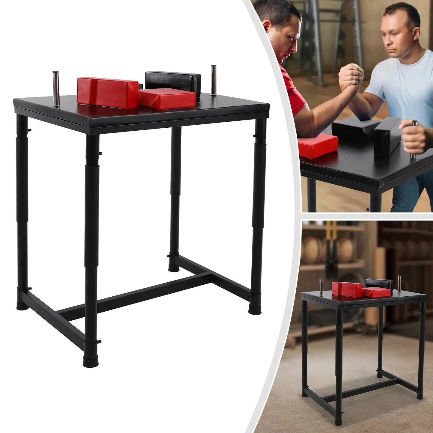 Professional Arm Wrestling Table – Standard Battle Equipment (Black & Red)