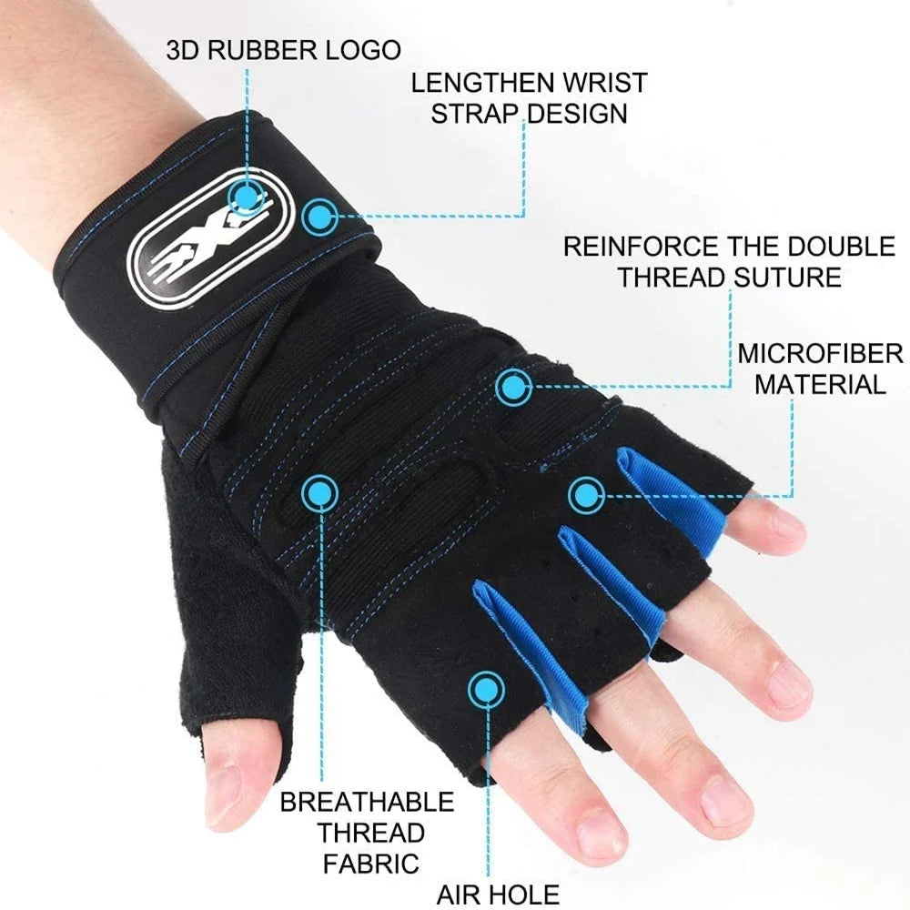 Workout Gloves with Wrist Wrap – Half-Finger Gym & Training Gloves for Men & Women