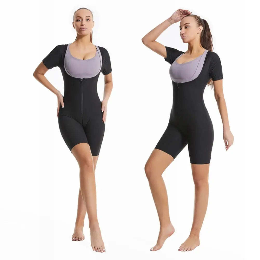 women's sauna suit– Zipper Body Shaper & Sweat Fitness Top