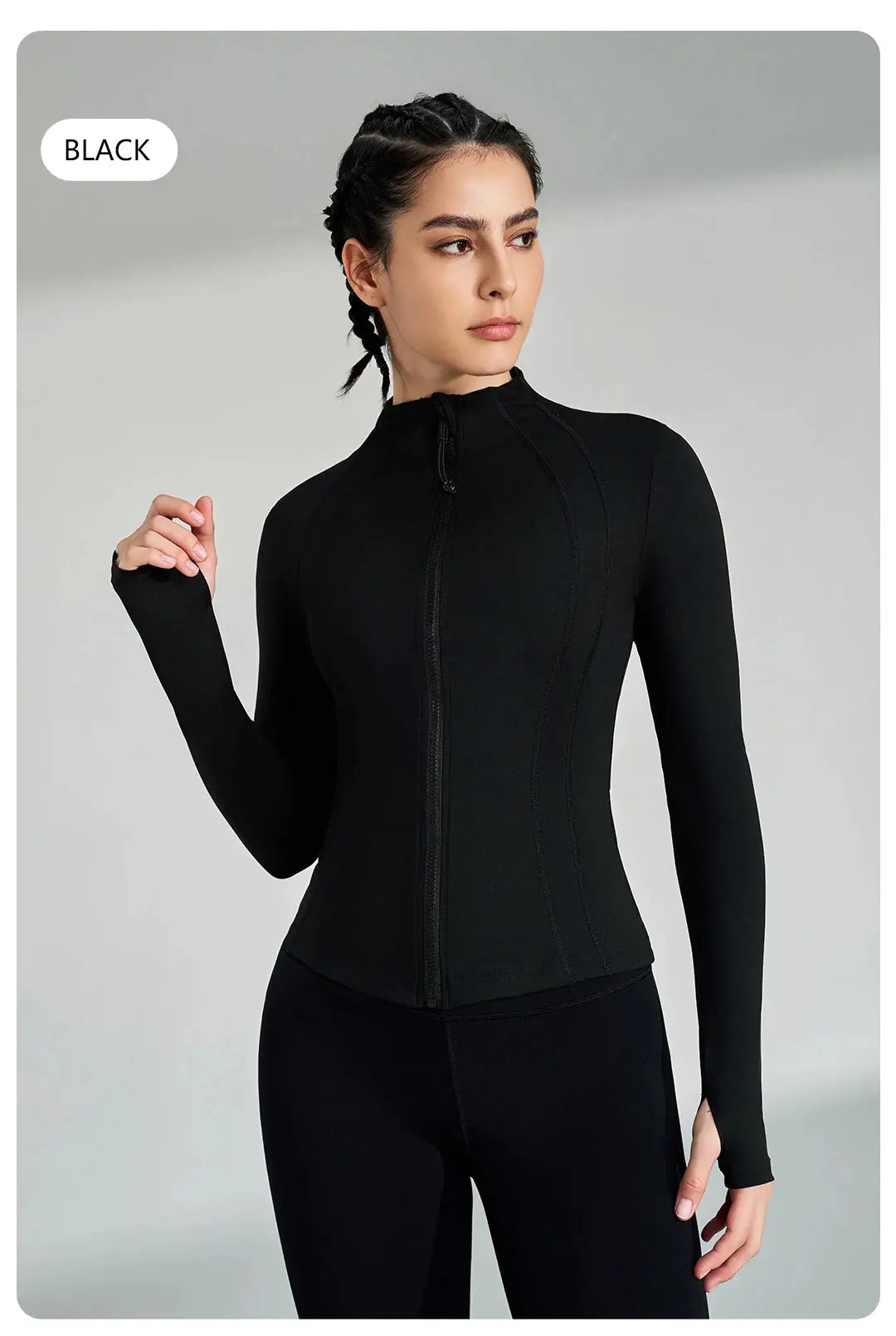 women's yoga jacket – Long Sleeve Fitness Top with Thumbholes PeakPursuitFitness