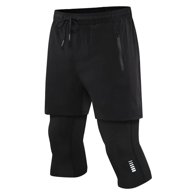 Men’s 2-in-1 Compression Workout Shorts – Quick-Dry Cropped Training Pants