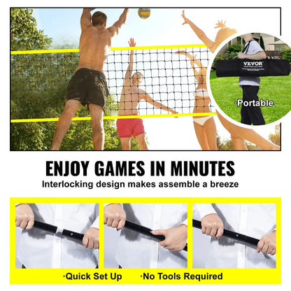 VEVOR Outdoor Volleyball Net Set with Adjustable Poles