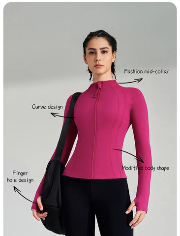 women's yoga jacket – Long Sleeve Fitness Top with Thumbholes