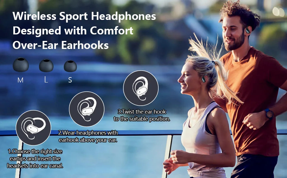 Bluetooth 5.3 Wireless Earphones – Noise-Reducing Sports Headset with Mic