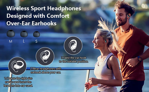 Bluetooth 5.3 Wireless Earphones – Noise-Reducing Sports Headset with Mic