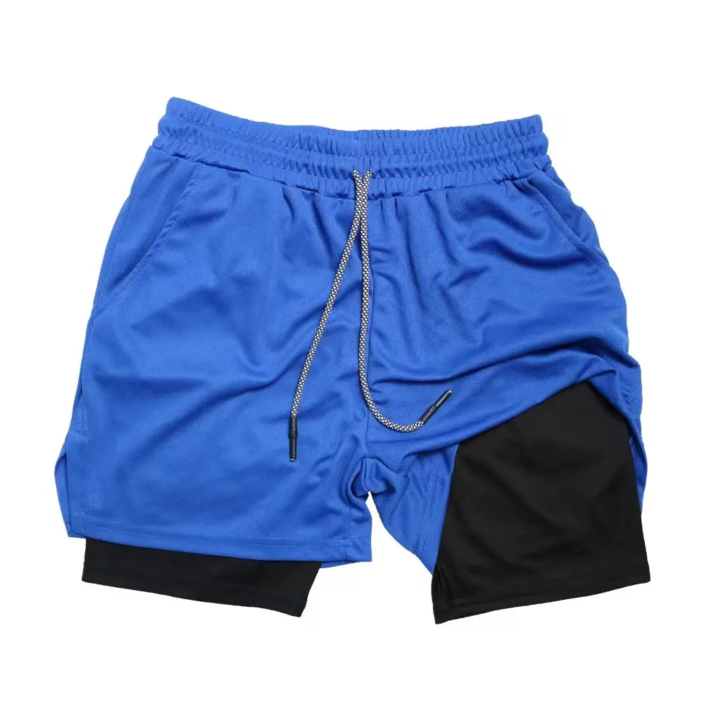 Men’s 2-in-1 Fitness Shorts – Double Layer Gym & Running Wear