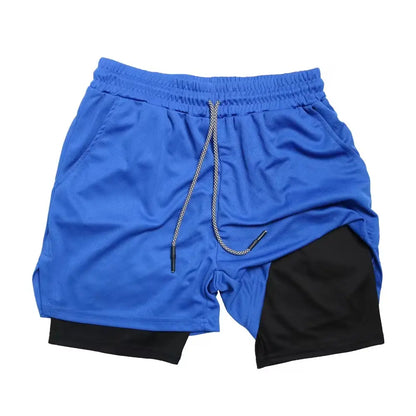 Men’s 2-in-1 Fitness Shorts – Double Layer Gym & Running Wear