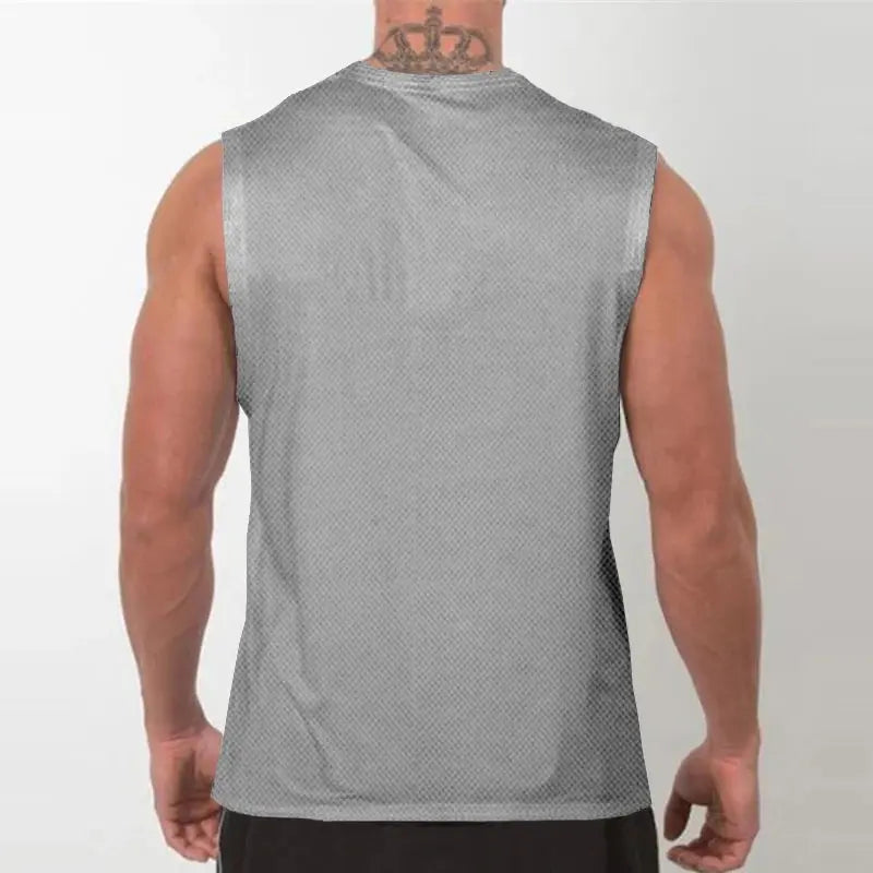 Men’s Sleeveless Gym Tank Top – Quick-Dry Mesh Muscle Workout Shirt