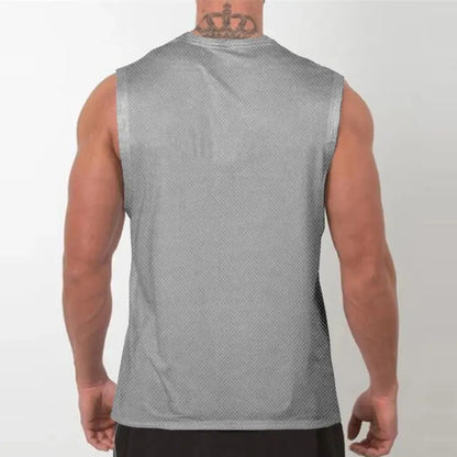 Men’s Sleeveless Gym Tank Top – Quick-Dry Mesh Muscle Workout Shirt