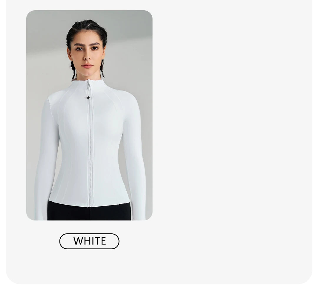 Women’s Full Zip Yoga Jacket – Long Sleeve Fitness Top with Thumbholes