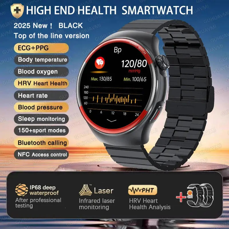 High-End Smart Watch – ECG/PPG, Laser Detection, BT Call, NFC