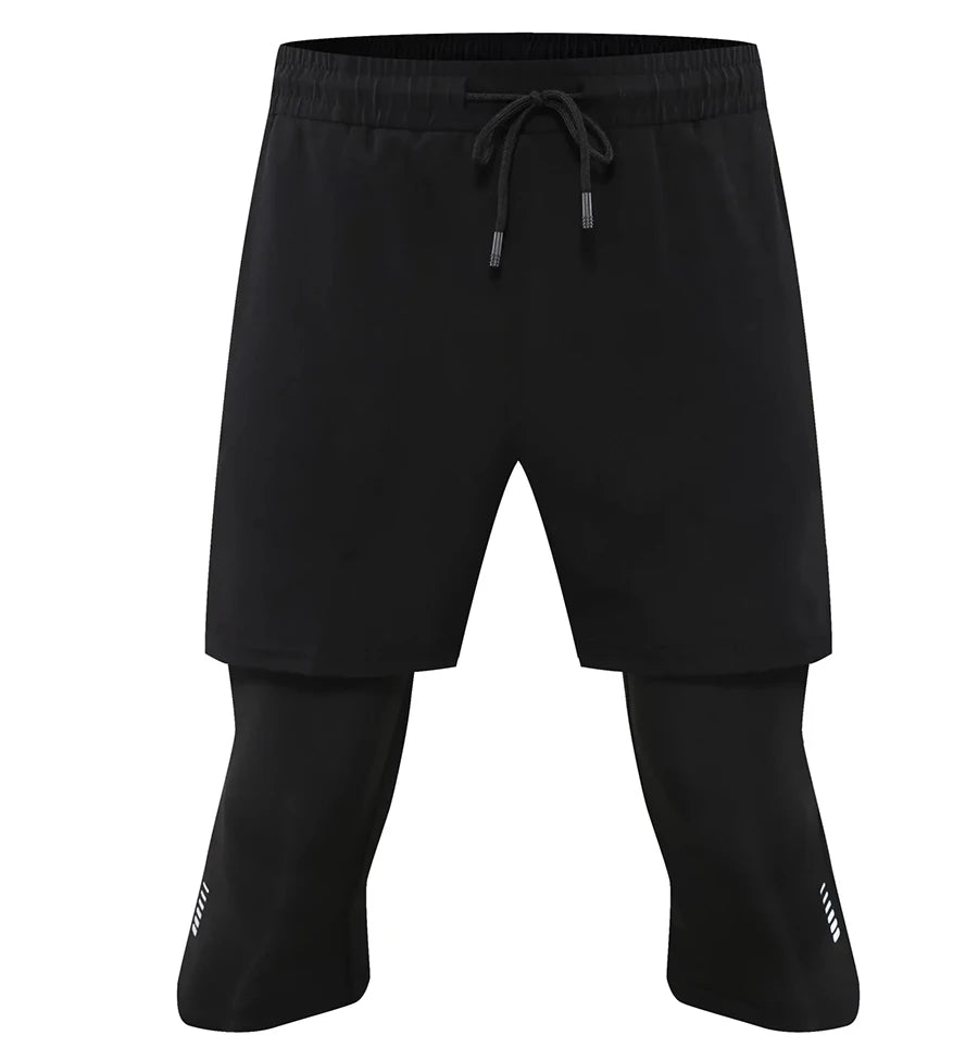 Men’s 2-in-1 Compression Workout Shorts – Quick-Dry Cropped Training Pants