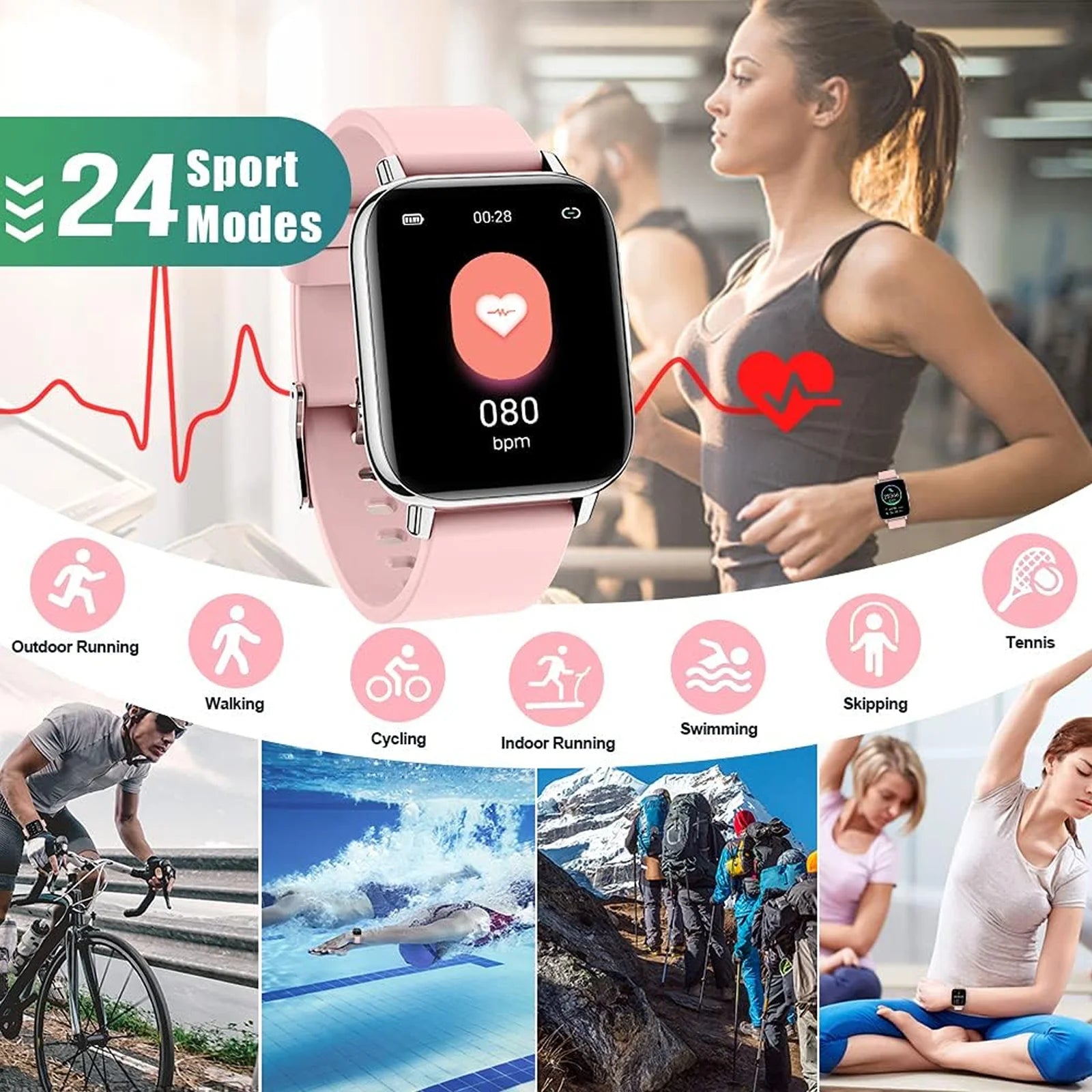 Jxrev 1.69" Slim Fitness Smartwatch
