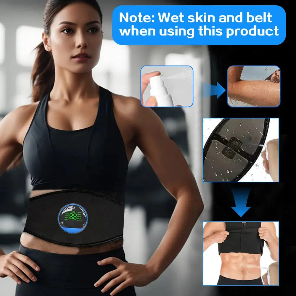 Smart EMS Fitness Belt – Rechargeable Abs Trainer with LED Display