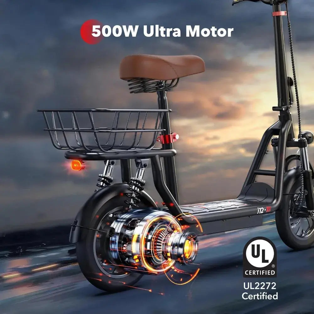 Electric Scooter with Seat – Long Range, High Speed, Pneumatic Tires