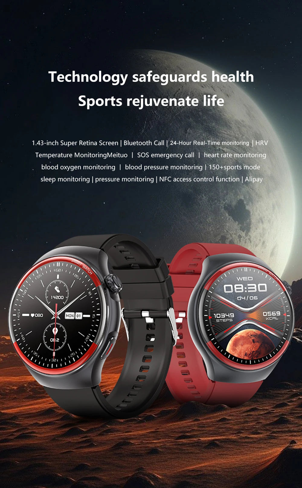 2025 High-End Smart Watch – ECG/PPG, Laser Detection, BT Call, NFC