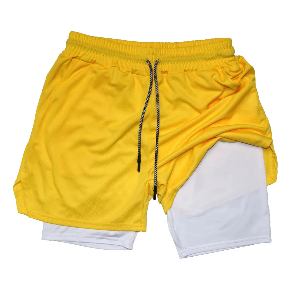 Men’s 2-in-1 Fitness Shorts – Double Layer Gym & Running Wear