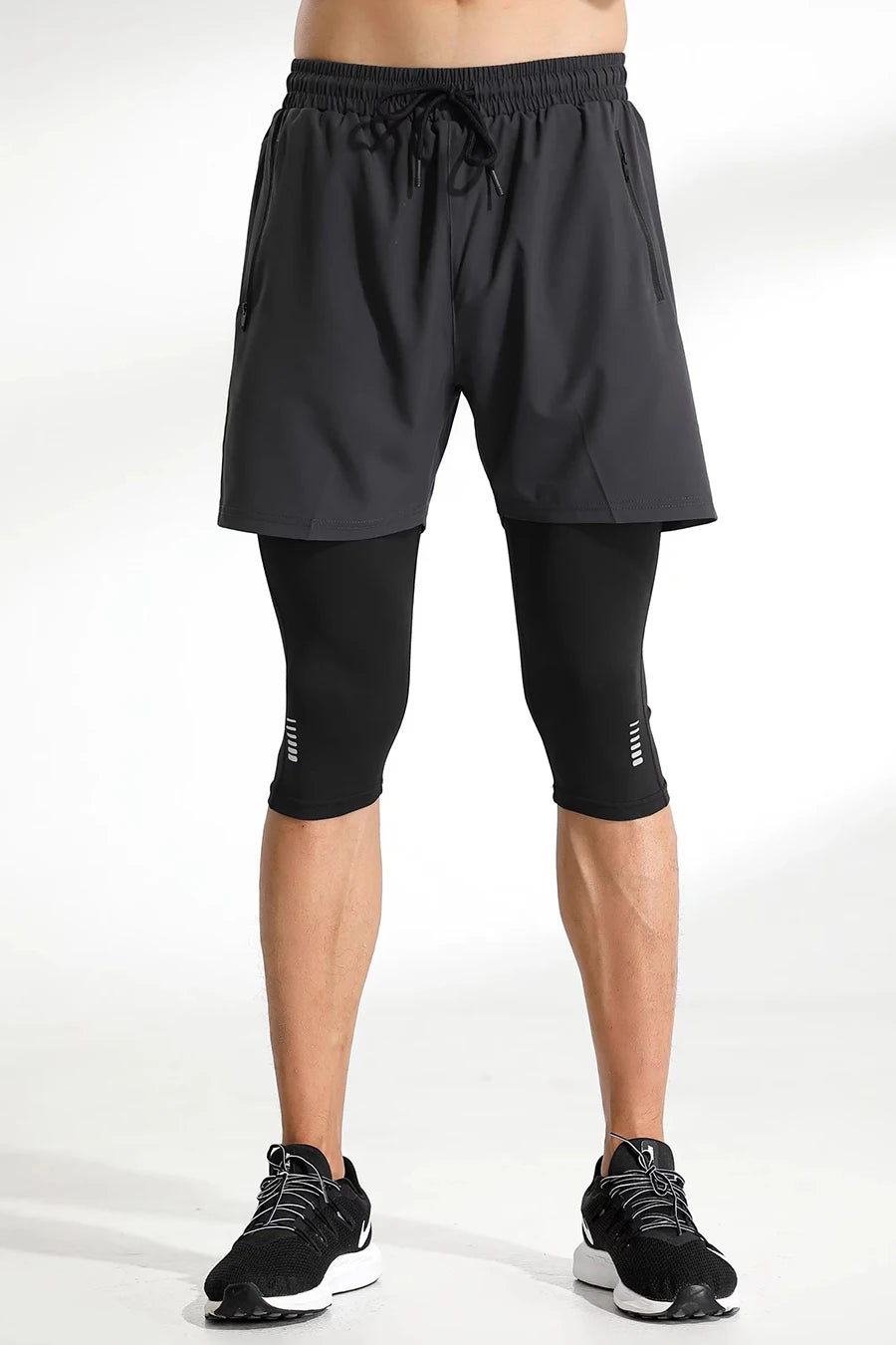 Men’s 2-in-1 Compression Workout Shorts – Quick-Dry Cropped Training Pants