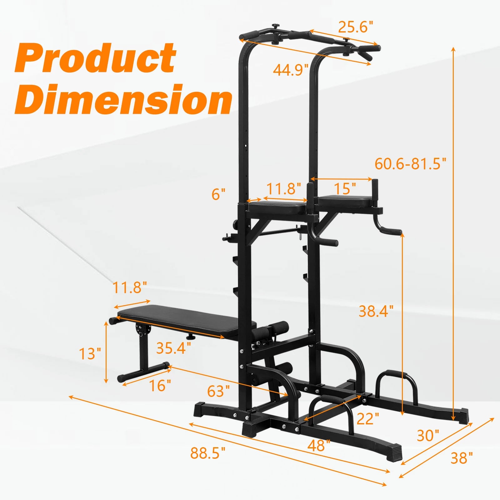 Adjustable Pull-Up & Dip Bar Station – Heavy-Duty Home Gym Fitness Rack