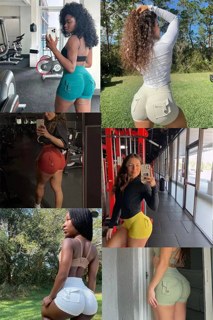 women's yoga shorts– High Waist Pocket Fitness Tights