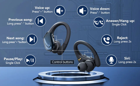 Bluetooth 5.3 Wireless Earphones – Noise-Reducing Sports Headset with Mic