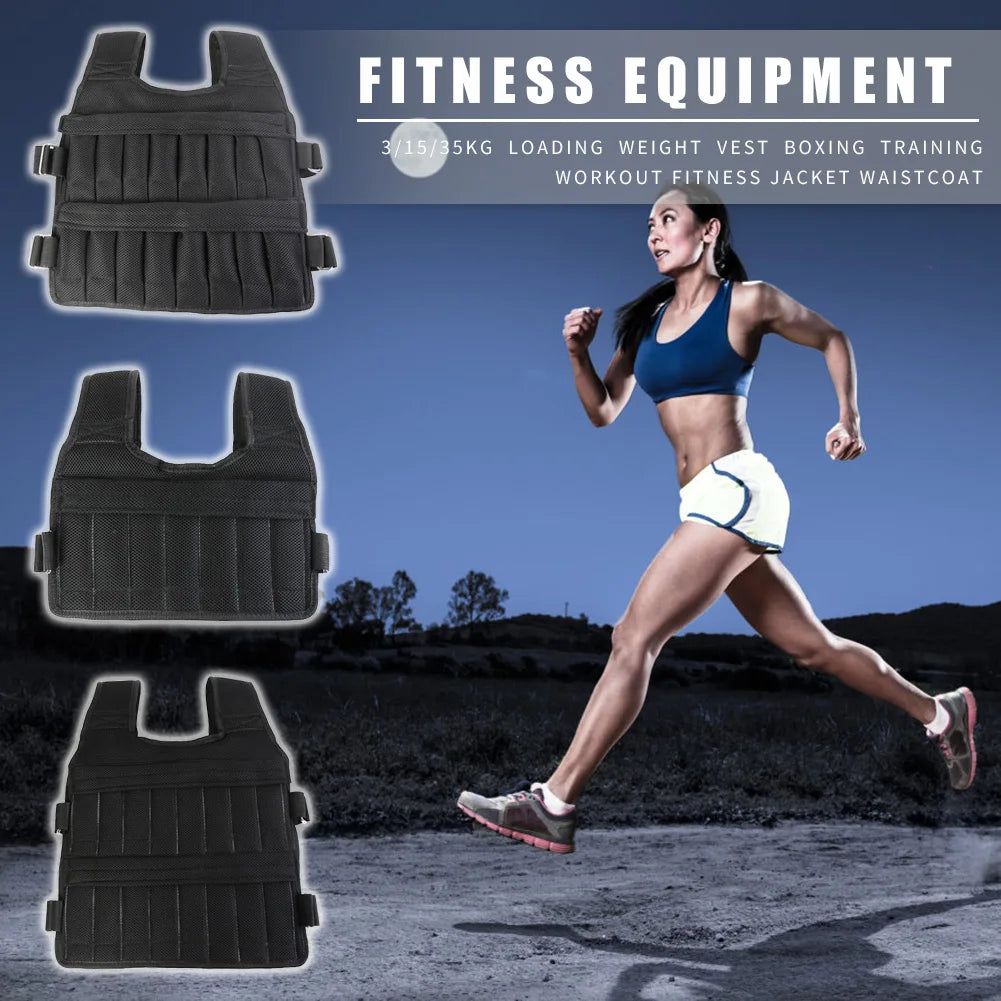 Adjustable Weighted Vest – 3/15/35kg Training Jacket for Running & Workouts