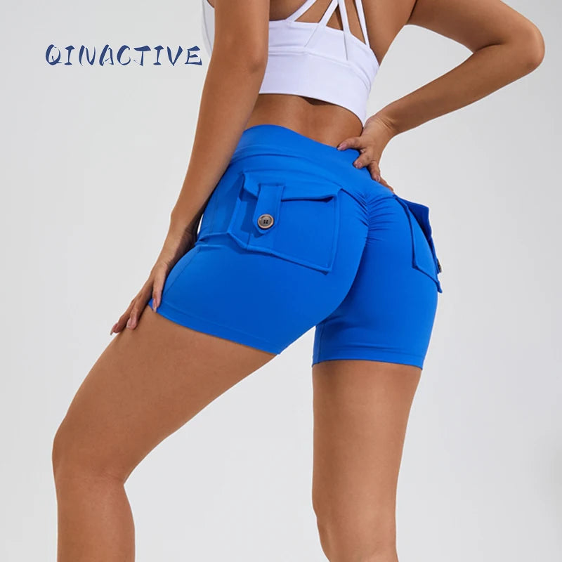 QINACTIVE Women’s Scrunch Butt Yoga Shorts – High Waist Pocket Fitness Tights