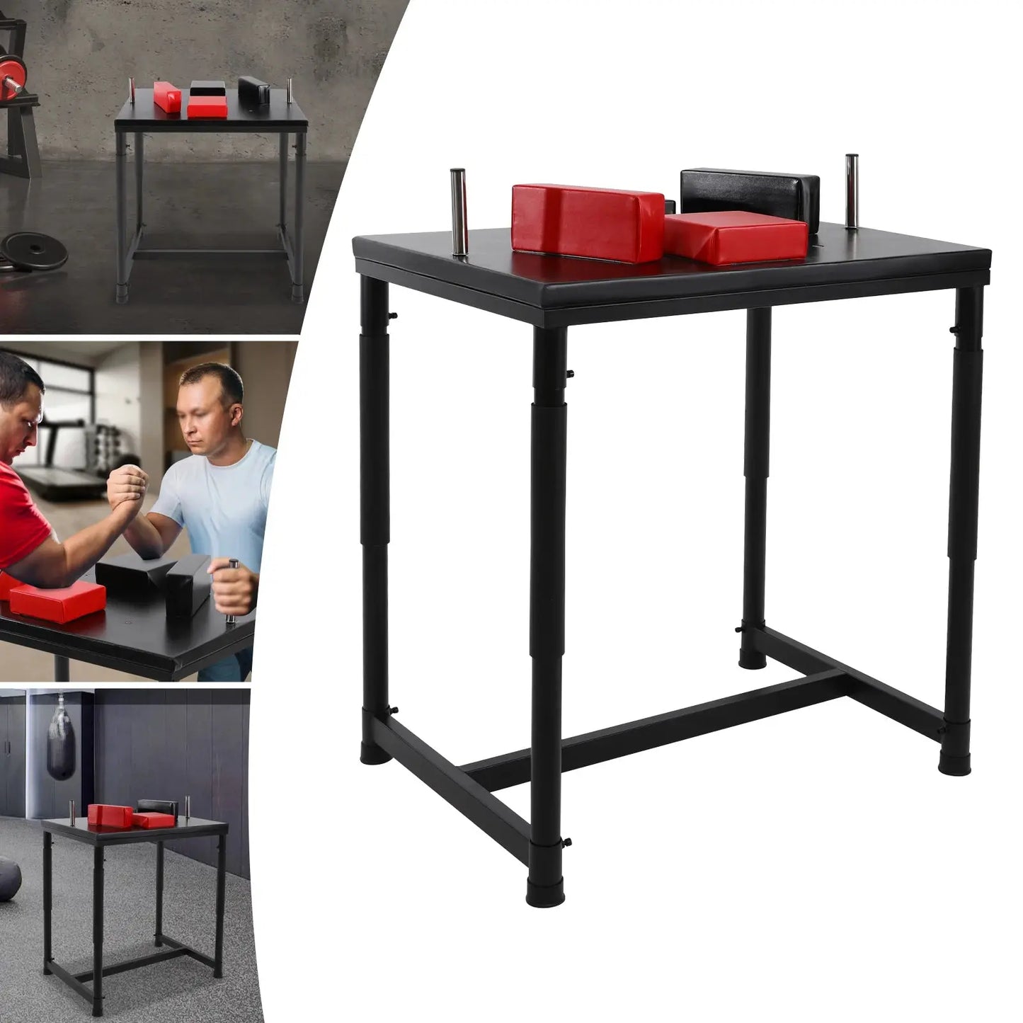 Professional Arm Wrestling Table – Standard Battle Equipment (Black & Red)
