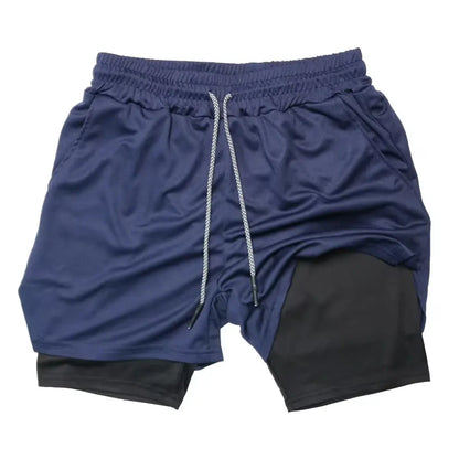 Men’s 2-in-1 Fitness Shorts – Double Layer Gym & Running Wear