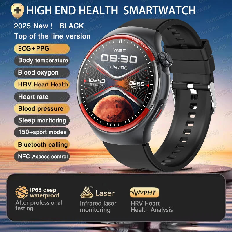 2025 High-End Smart Watch – ECG/PPG, Laser Detection, BT Call, NFC