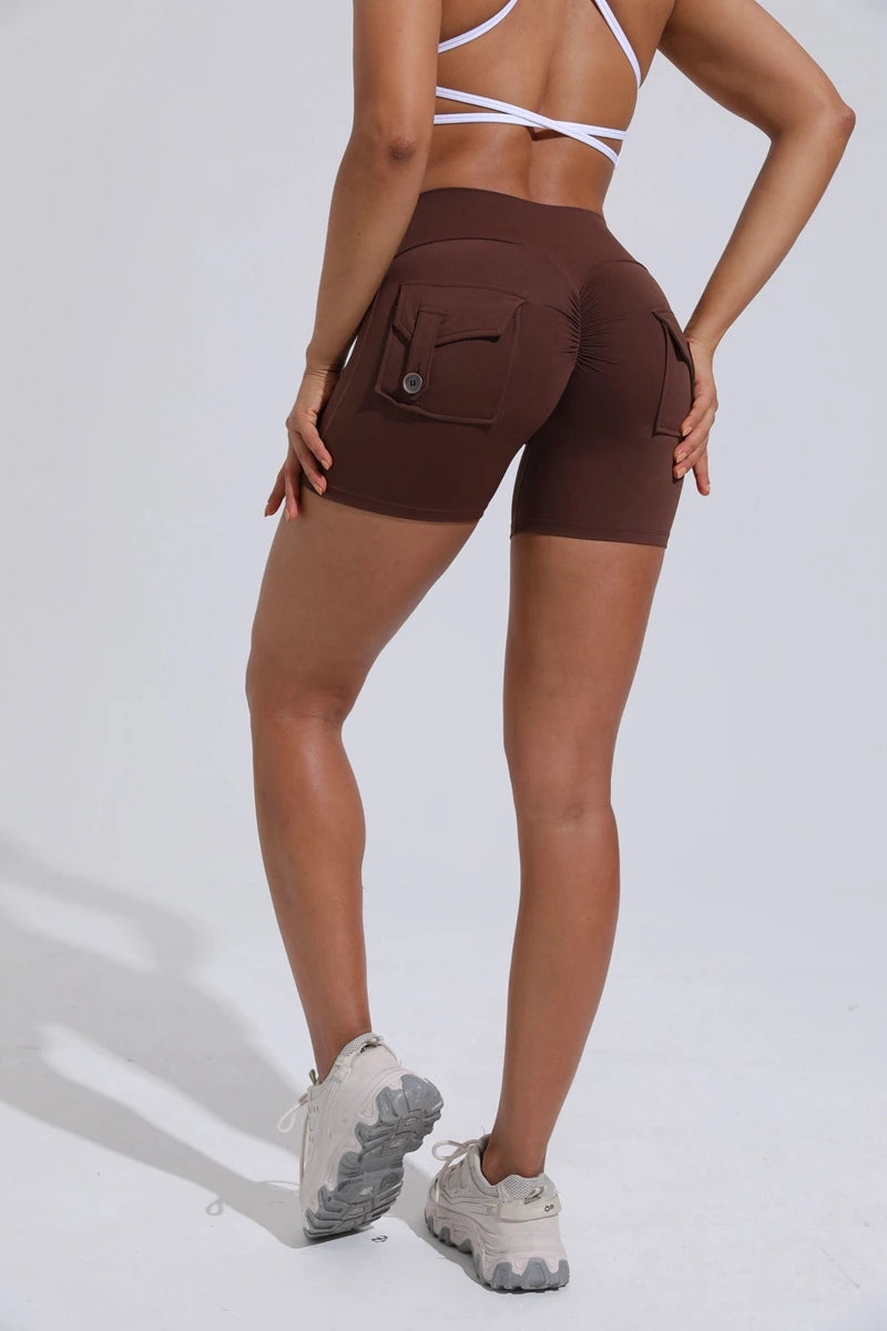 QINACTIVE Women’s Scrunch Butt Yoga Shorts – High Waist Pocket Fitness Tights