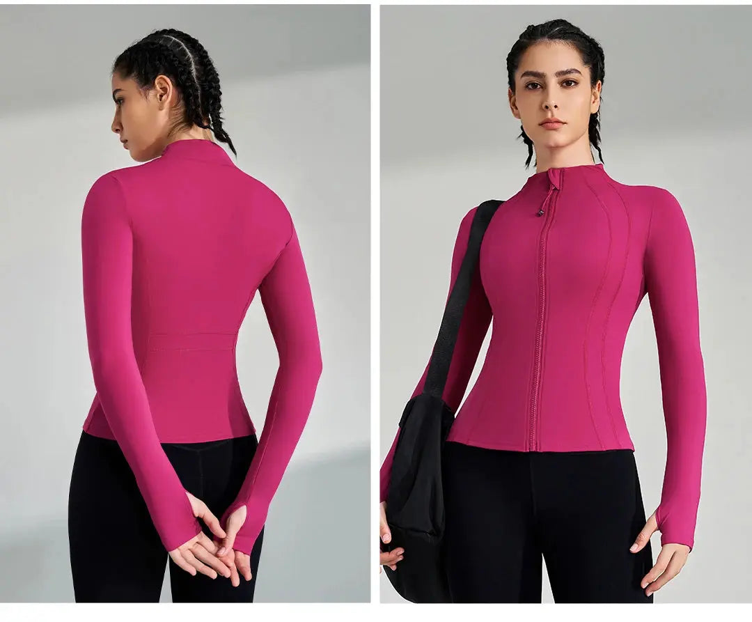 women's yoga jacket – Long Sleeve Fitness Top with Thumbholes PeakPursuitFitness